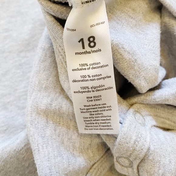 Carter’s 18M Soft Gray Flutter Sleeve Butterfly Snap Onesie - Picture 5 of 5